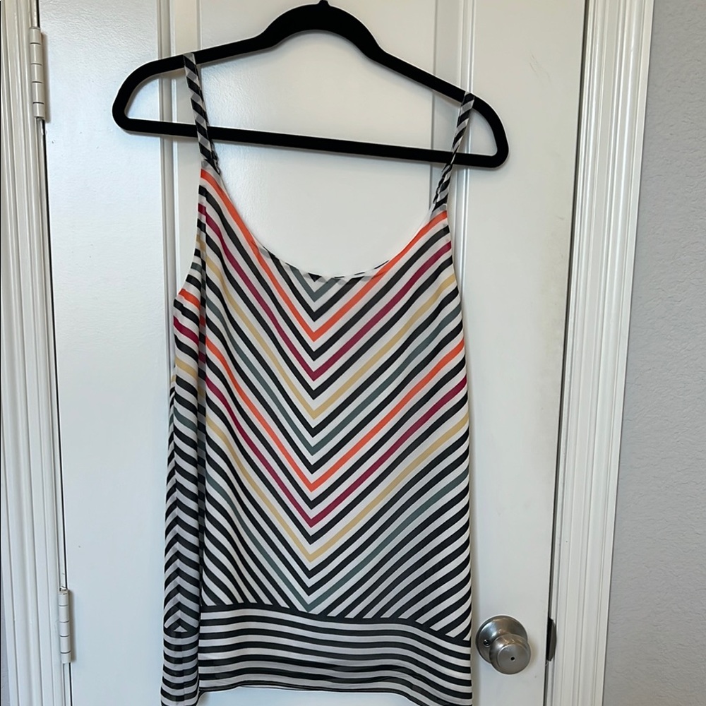 CAbi White and Blue Sleeveless Camisole